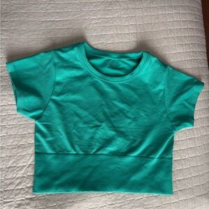 Aerie Teal Sidewalk Seamless Cropped Tee